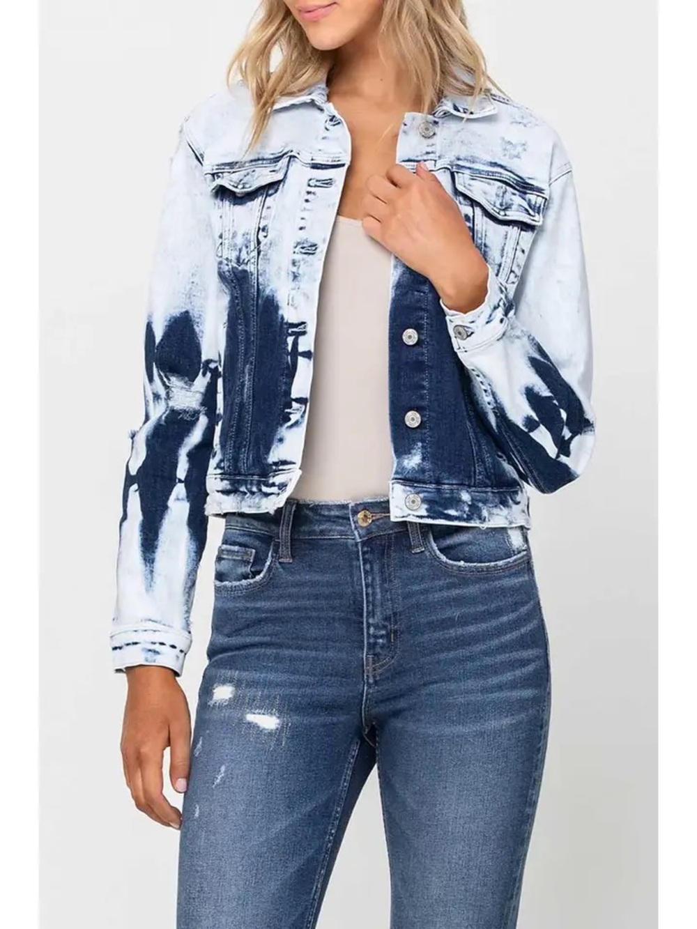 ◾️NEW! VERMET Tie-Dye Denim Jacket in Light & Dark Blue